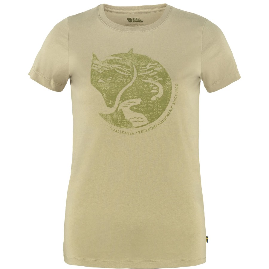 Fjällräven Outlets Arctic Fox Print T-Shirt W Sand Stone