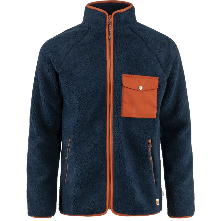 Vardag Pile Fleece M Navy-Autumn Leaf Fjällräven Outlets