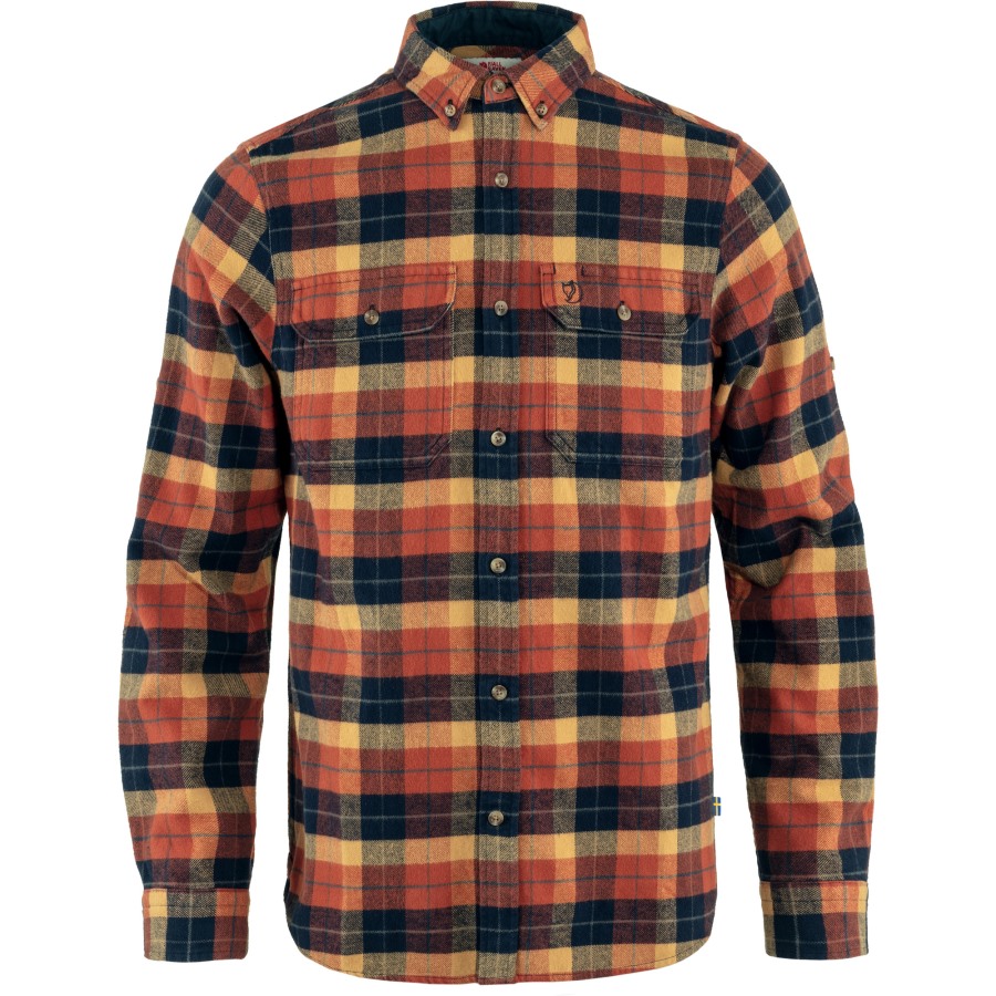 Singi Heavy Flannel Shirt M Autumn Leaf-Dark Navy Fjällräven Outlets