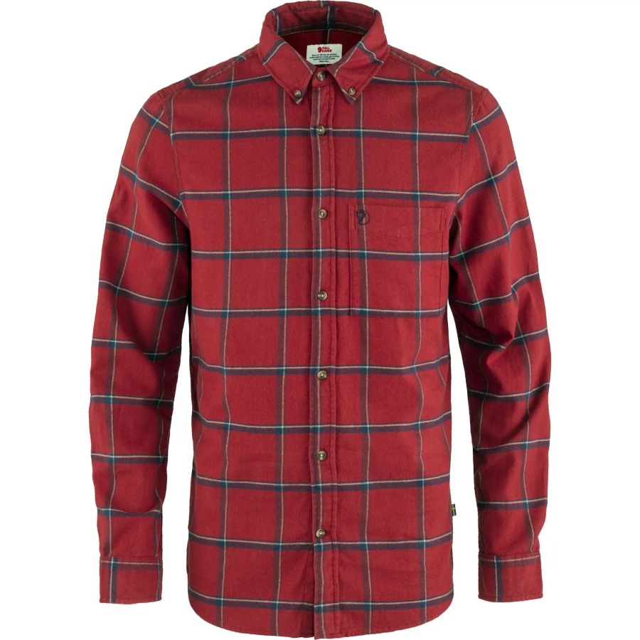 Fjällräven Outlets Red Oak-Navy Övik Comfort Flannel Shirt M
