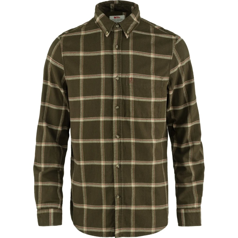 Fjällräven Outlets Övik Comfort Flannel Shirt M Dark Olive-Sand Stone