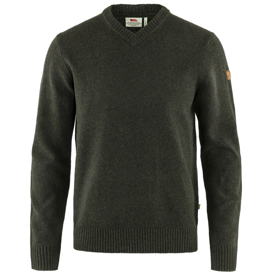 Övik V-Neck Sweater M Dark Olive Fjällräven Outlets