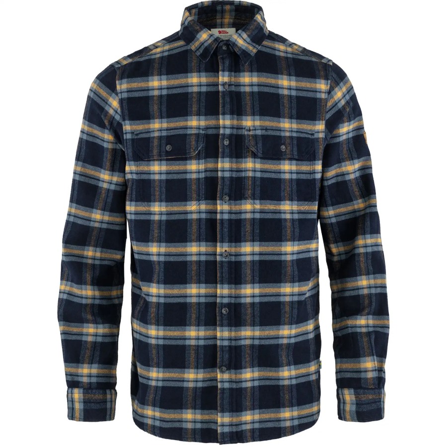 Fjällräven Outlets Dark Navy-Buckwheat Brown Övik Heavy Flannel Shirt M