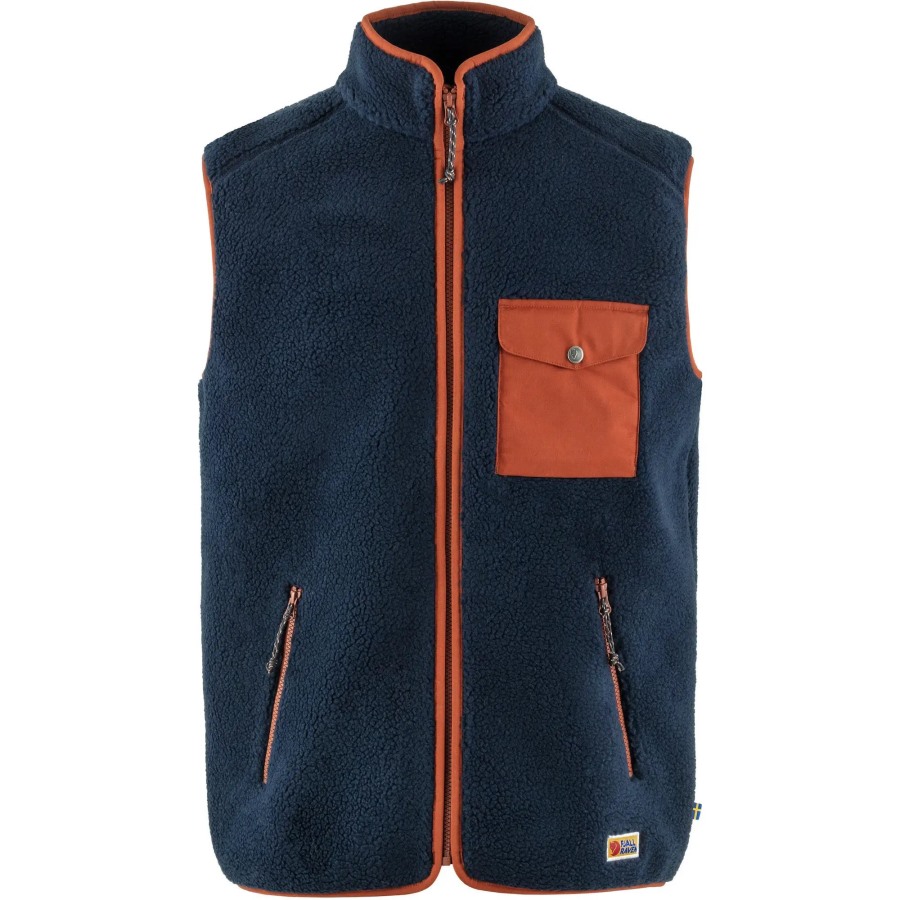 Fjällräven Outlets Navy-Autumn Leaf Vardag Pile Fleece Vest M