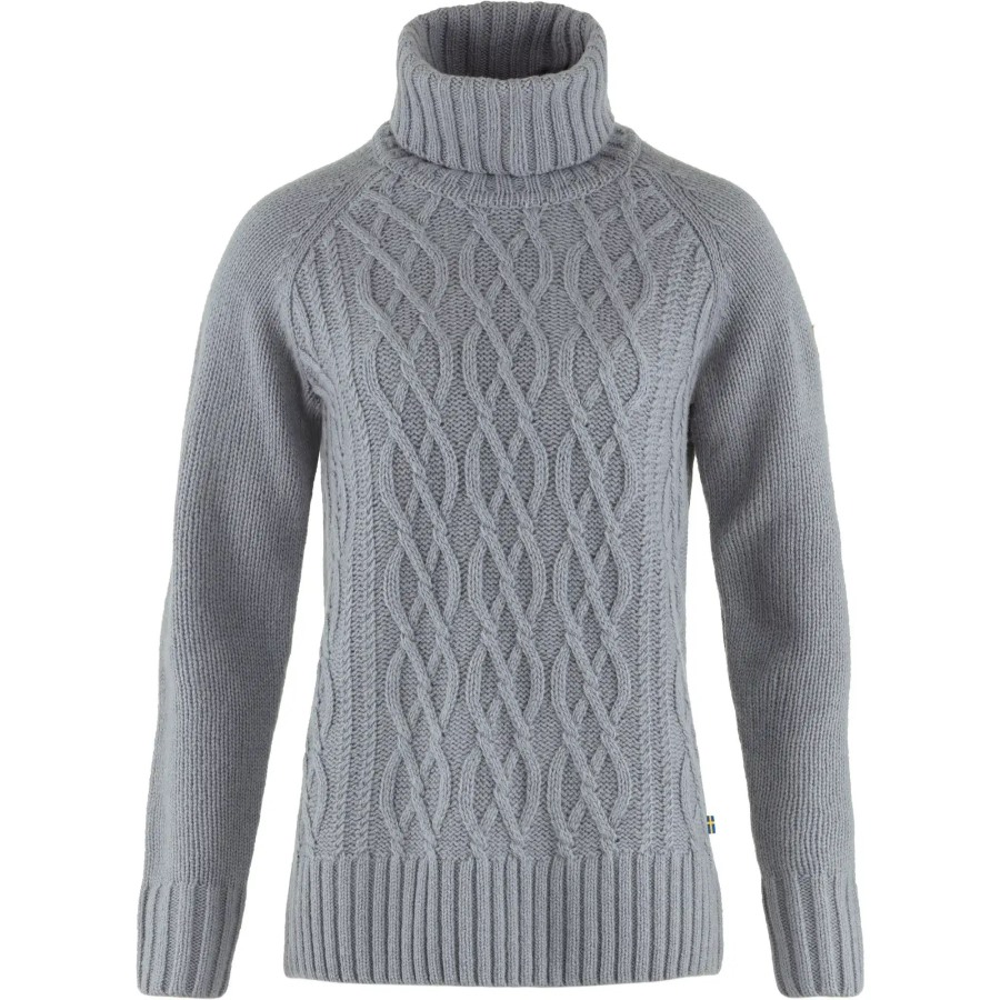 Övik Cable Knit Roller Neck W Fjällräven Outlets Flint Grey