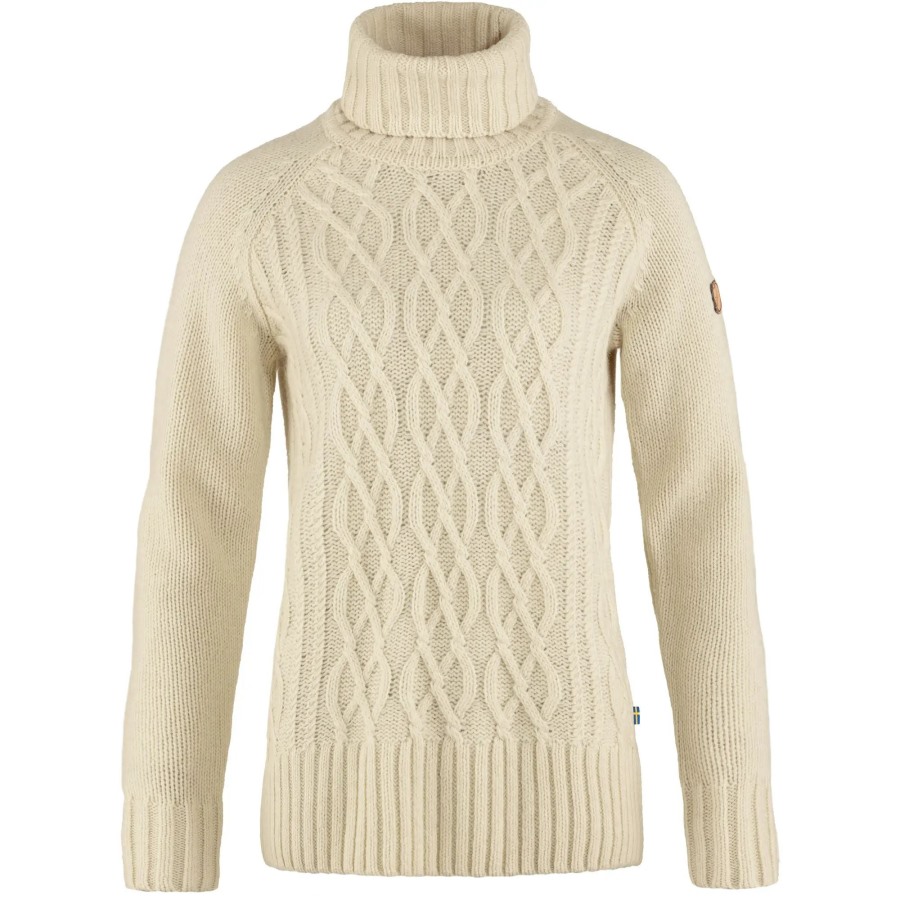 Chalk White Fjällräven Outlets Övik Cable Knit Roller Neck W