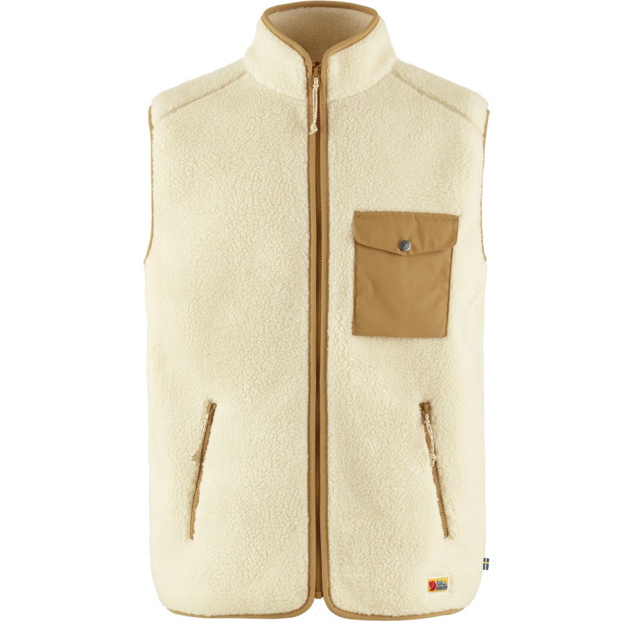 Vardag Pile Fleece Vest M Fjällräven Outlets Chalk White-Buckwheat Brown