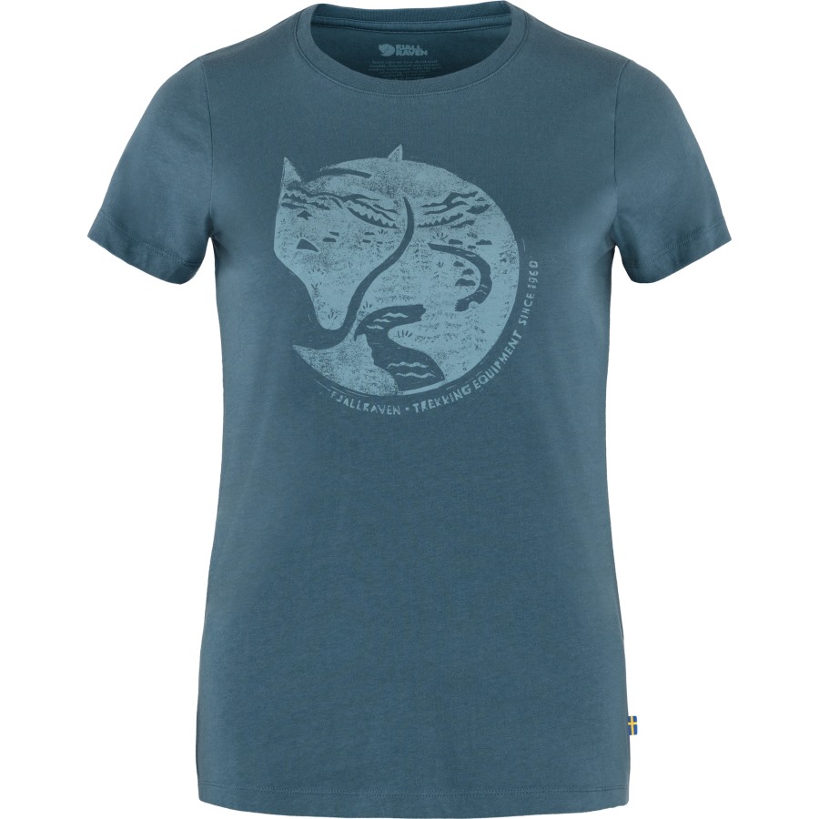 Arctic Fox Print T-Shirt W Fjällräven Outlets Brand Indigo Blue