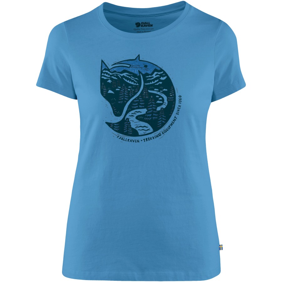 Fjällräven Outlets Arctic Fox Print T-Shirt W River Blue