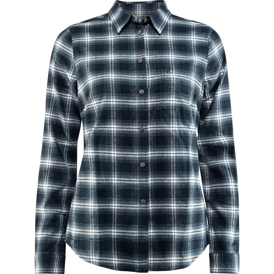 Övik Flannel Shirt W Dark Navy Fjällräven Outlets