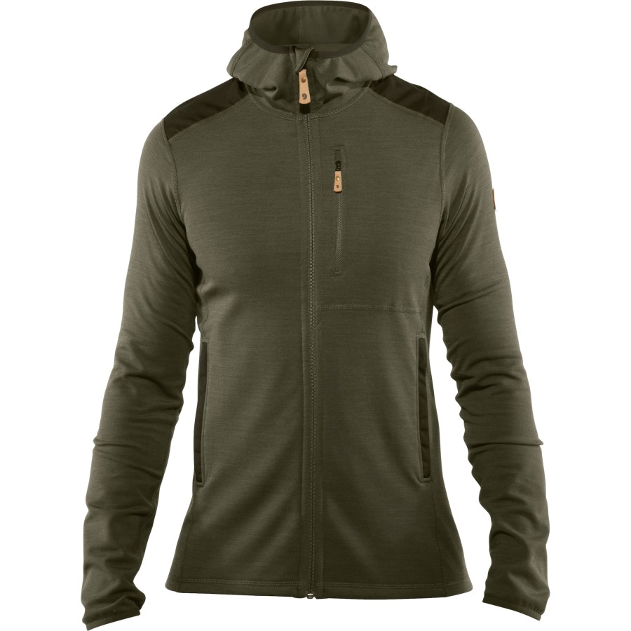 Keb Fleece Hoodie M Laurel Green-Deep Forest Fjällräven Outlets