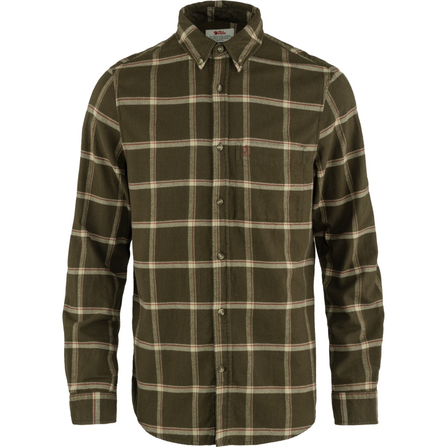 Övik Comfort Flannel Shirt M Dark Olive-Sand Stone Fjällräven Outlets