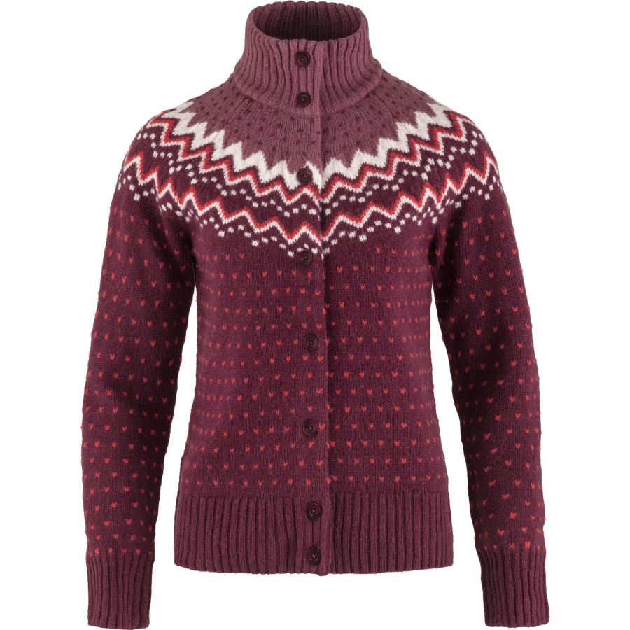 Dark Garnet Fjällräven Outlets Övik Knit Cardigan W