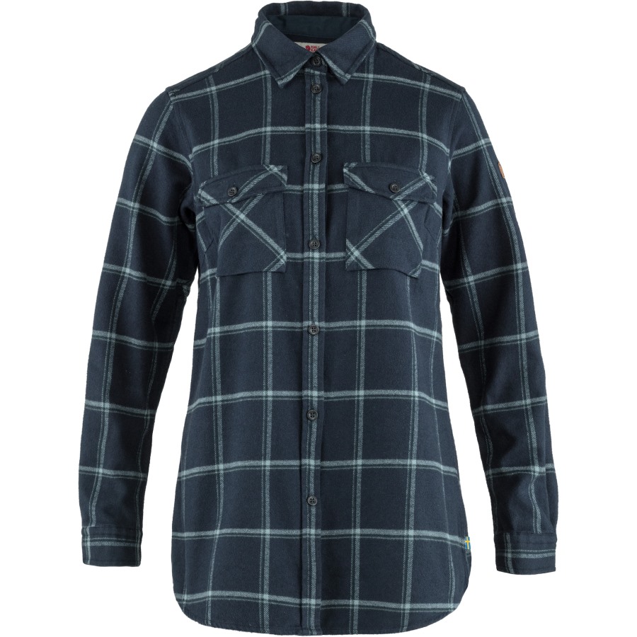 Dark Navy-Steel Blue Fjällräven Outlets Övik Twill Shirt Ls W