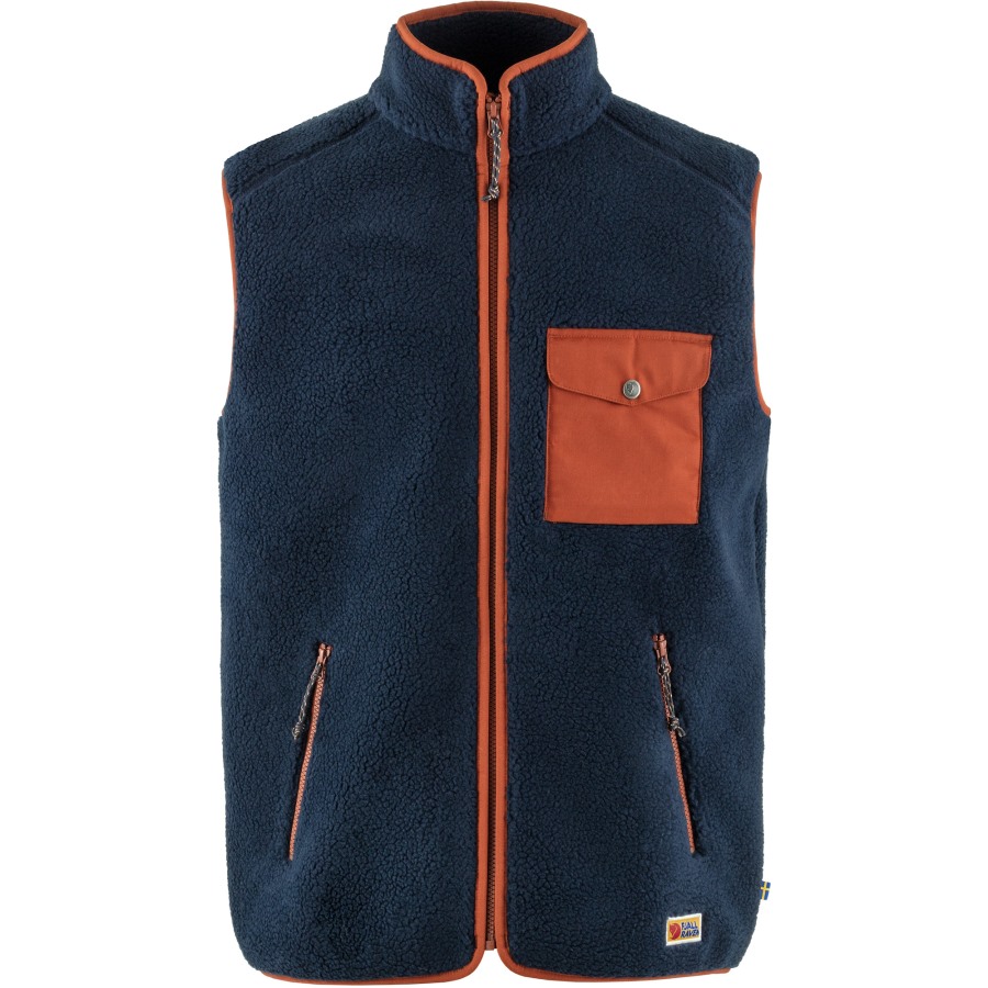 Navy-Autumn Leaf Fjällräven Outlets Vardag Pile Fleece Vest M