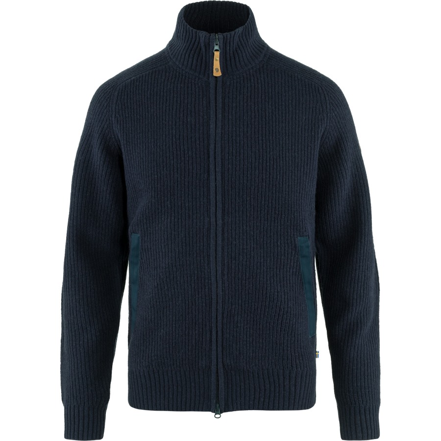 Dark Navy Fjällräven Outlets Brand Övik Zip Cardigan Knit M