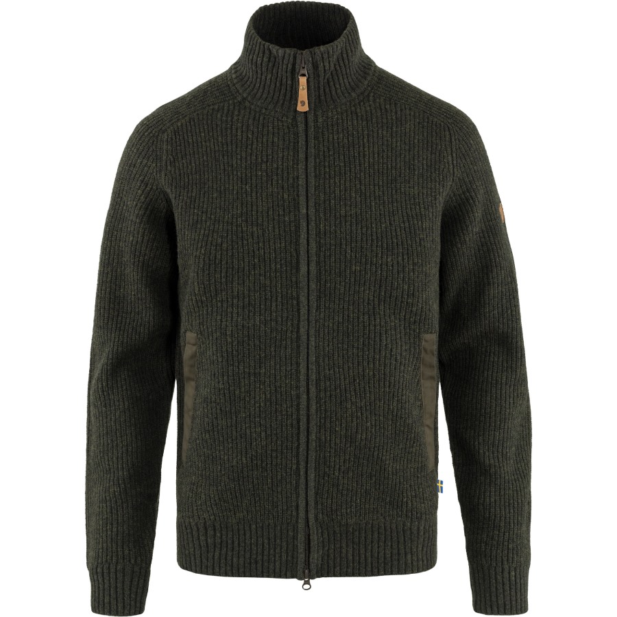 Dark Olive Övik Zip Cardigan Knit M Fjällräven Outlets Brand