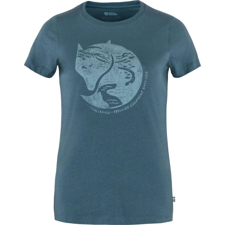 Arctic Fox Print T-Shirt W Fjällräven Outlets Indigo Blue