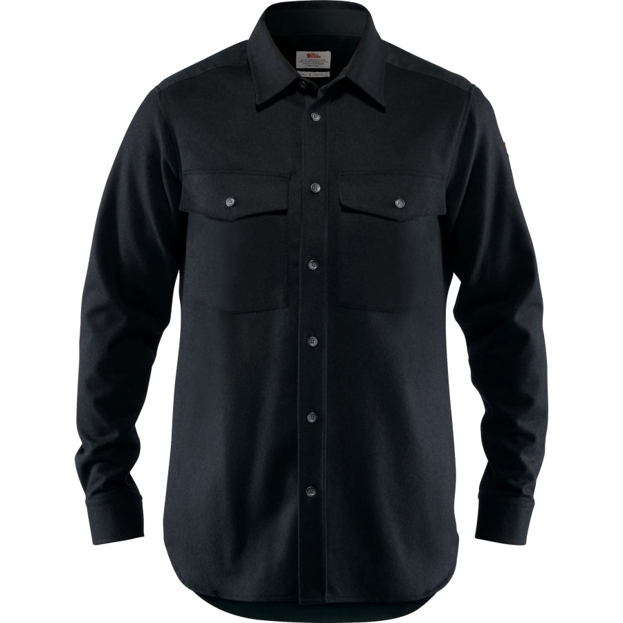 Black Övik Re-Wool Shirt Ls M Fjällräven Outlets