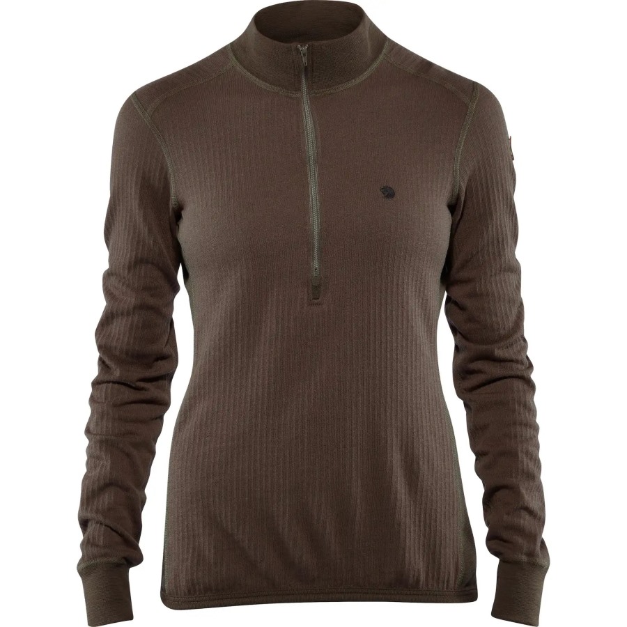 Dark Olive Fjällräven Outlets Värmland Woolterry Half Zip W