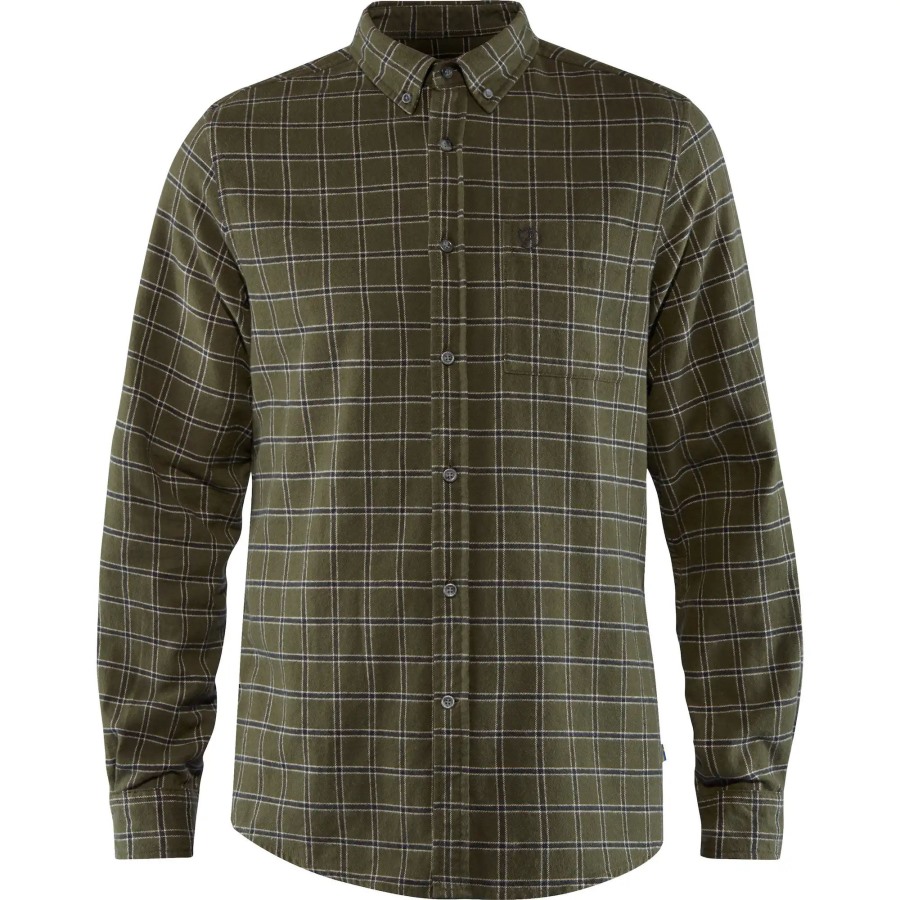 Övik Flannel Shirt M Fjällräven Outlets Deep Forest