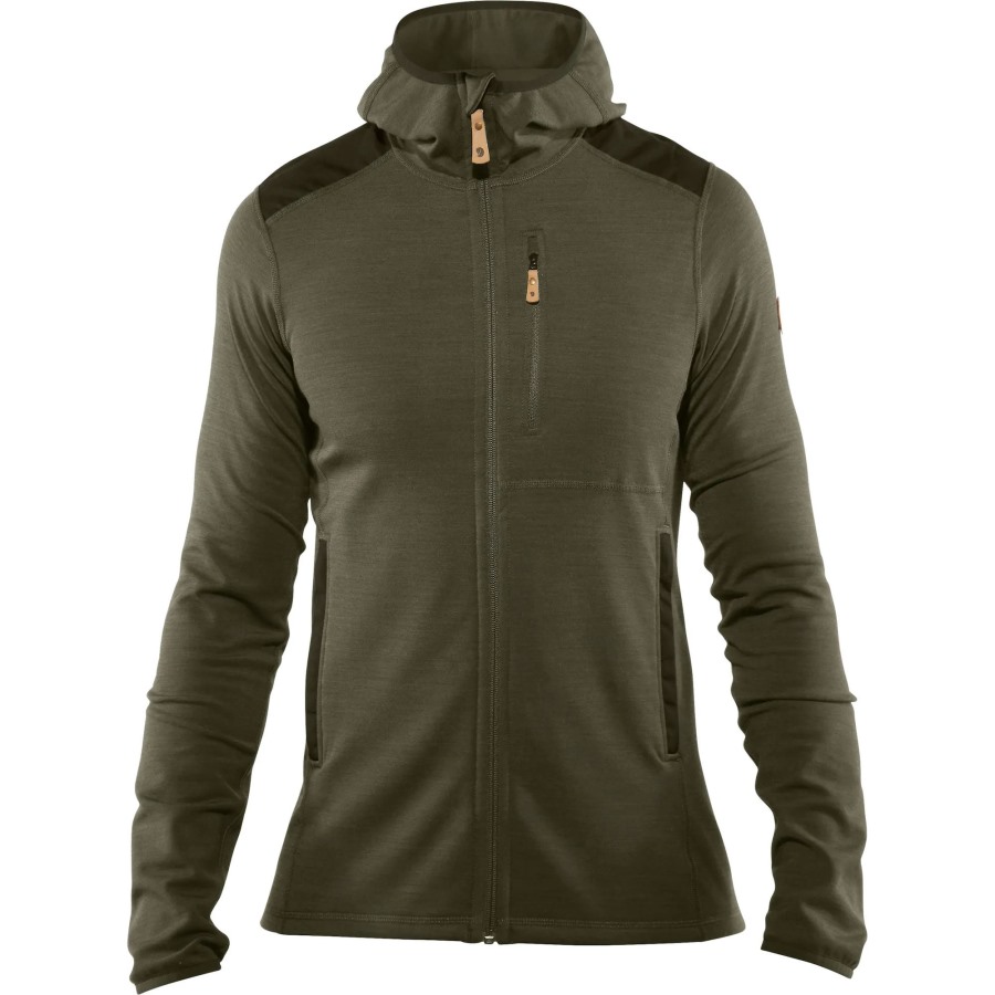 Fjällräven Outlets Laurel Green-Deep Forest Keb Fleece Hoodie M