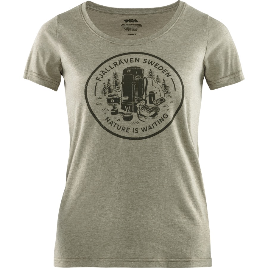 Fikapaus T-Shirt W Fjällräven Outlets Light Olive-Melange