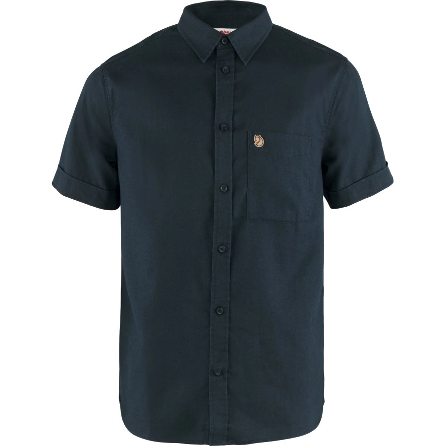 Övik Travel Shirt Ss M Dark Navy Fjällräven Outlets