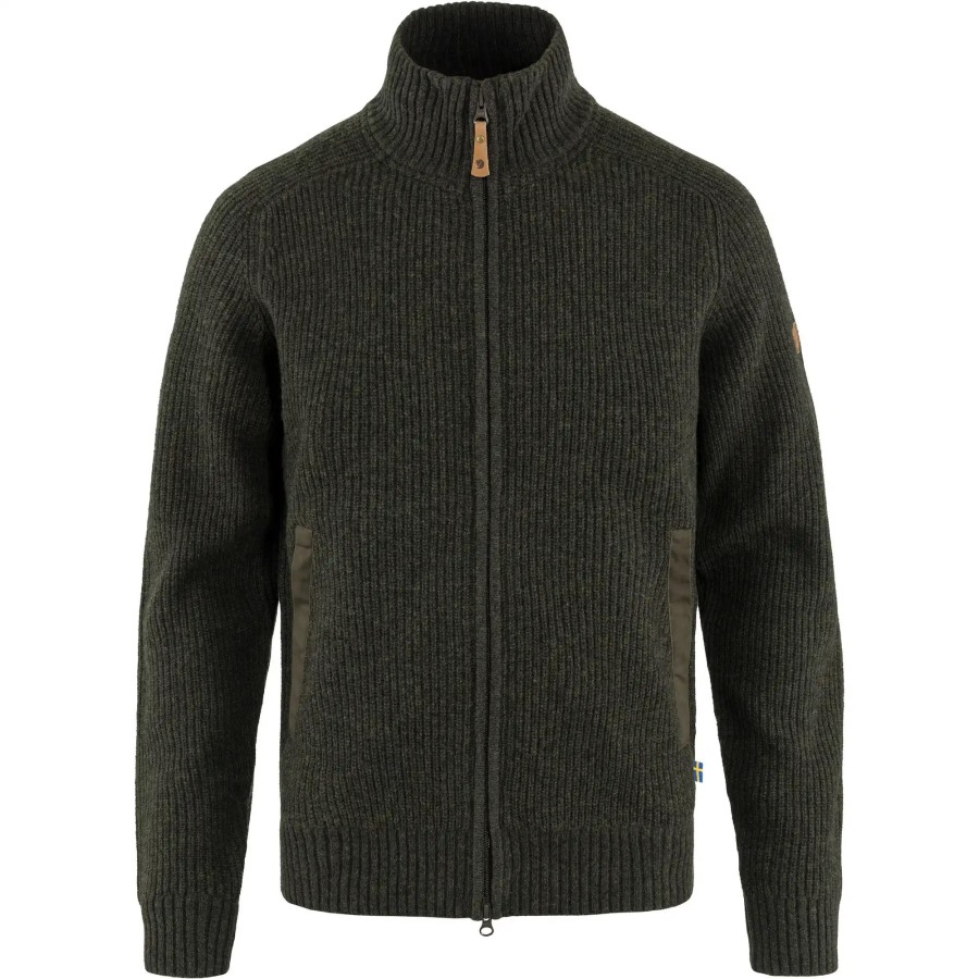 Dark Olive Övik Zip Cardigan Knit M Fashion Fjällräven Outlets