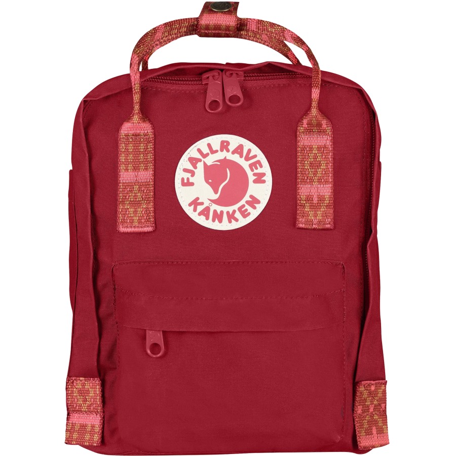 Deep Red-Folk Pattern Kånken Mini Fjällräven Outlets