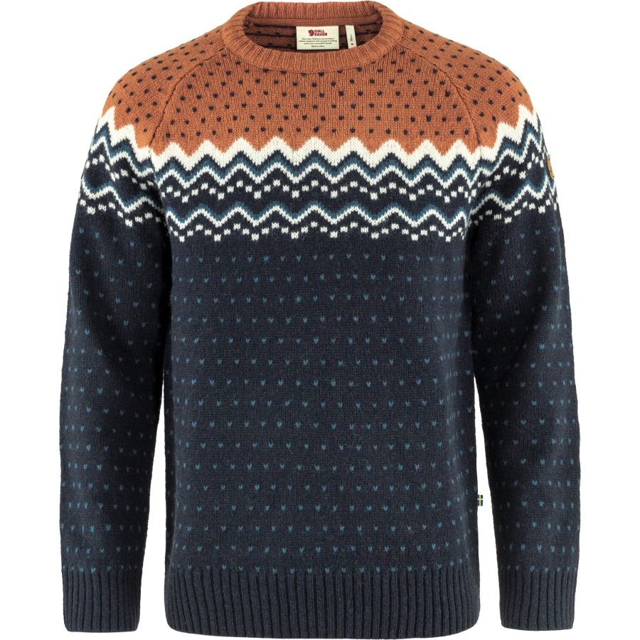 Dark Navy-Terracotta Brown Fjällräven Outlets Övik Knit Sweater M